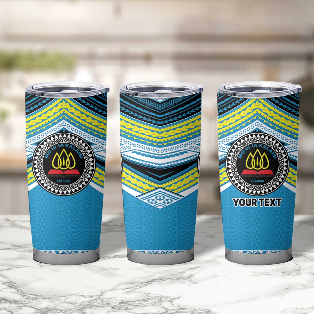Personalised Tonga Lavengamalie College Tumbler Cup Polynesian Ngatu Tribal