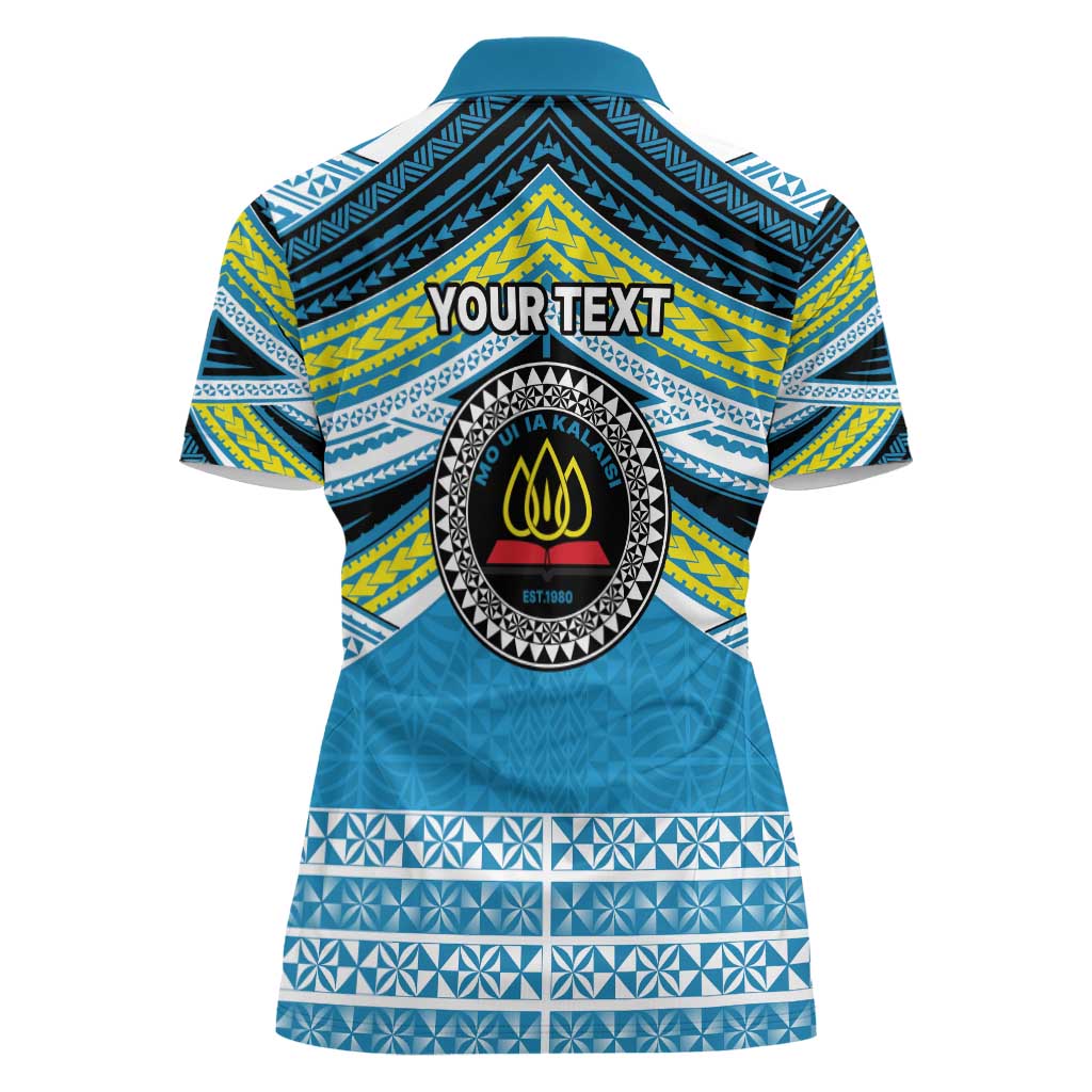 Personalised Tonga Lavengamalie College Women Polo Shirt Polynesian Ngatu Tribal