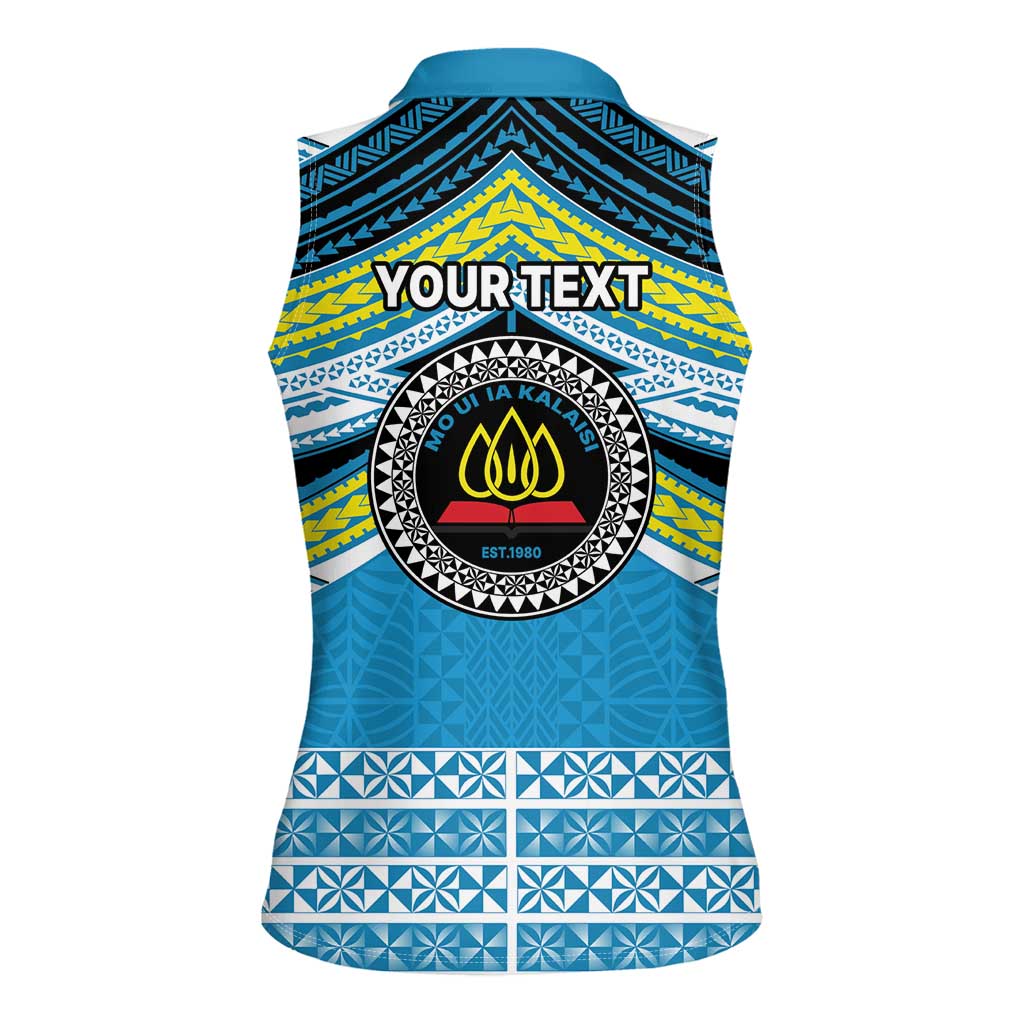 Personalised Tonga Lavengamalie College Women Sleeveless Polo Shirt Polynesian Ngatu Tribal