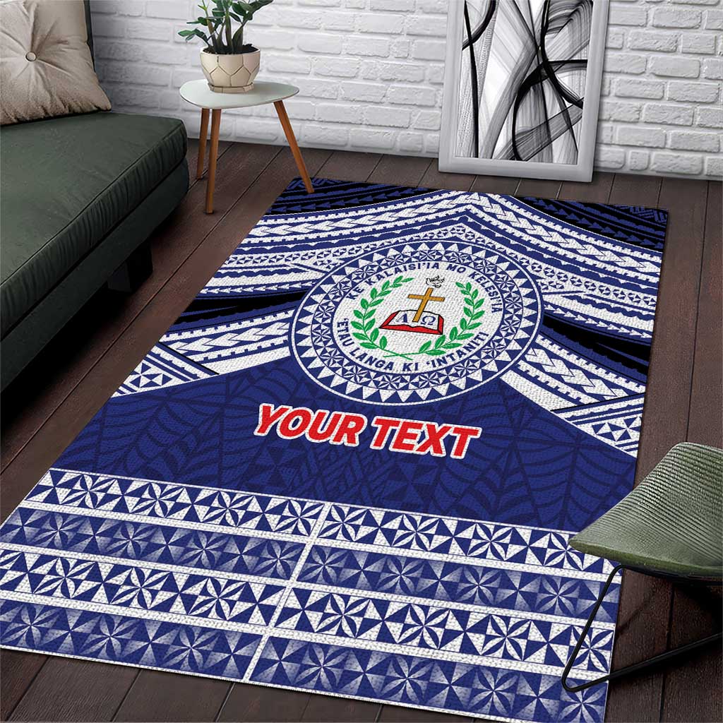 Personalised Tonga Sia'atoutai Theological College Area Rug Polynesian Ngatu Tribal