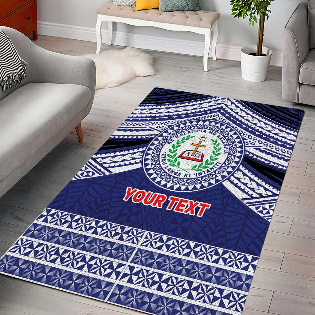 Personalised Tonga Sia'atoutai Theological College Area Rug Polynesian Ngatu Tribal
