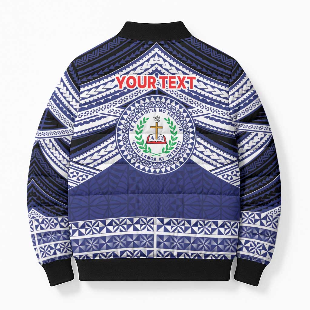 Personalised Tonga Sia'atoutai Theological College Bomber Puffer Jacket Polynesian Ngatu Tribal - Polynesian Pride