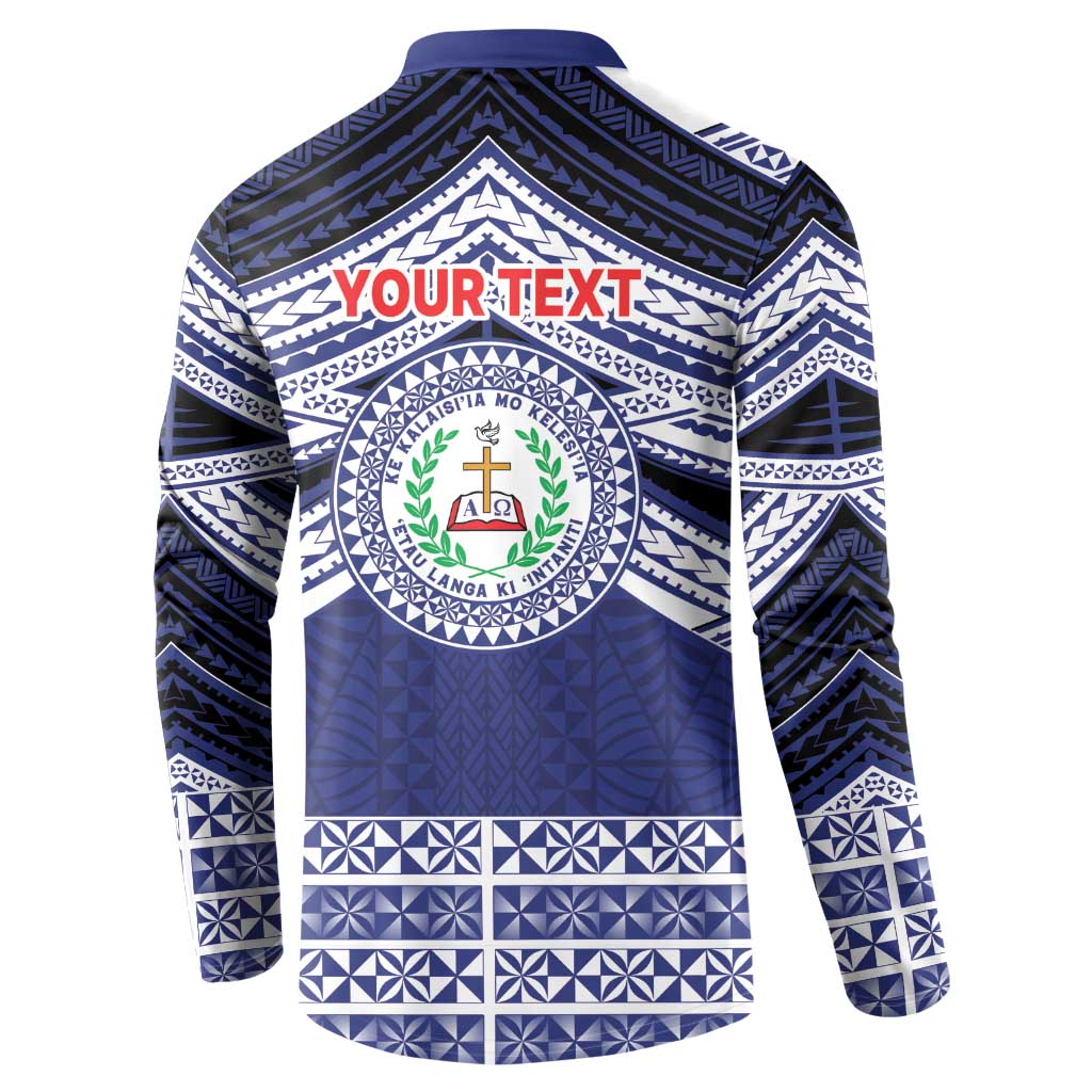 Personalised Tonga Sia'atoutai Theological College Button Sweatshirt Polynesian Ngatu Tribal