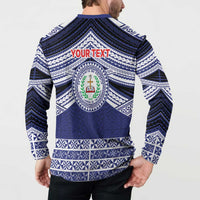 Personalised Tonga Sia'atoutai Theological College Button Sweatshirt Polynesian Ngatu Tribal