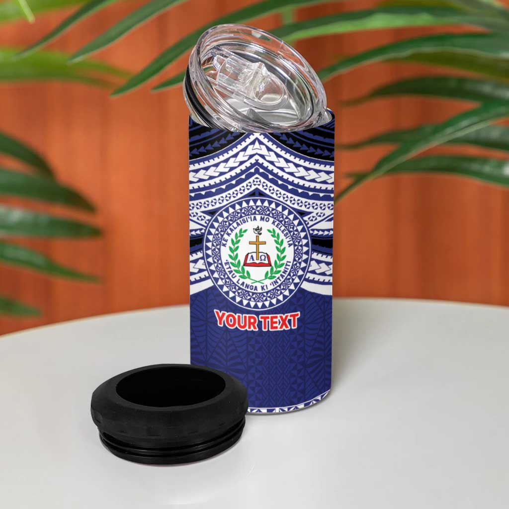 Personalised Tonga Sia'atoutai Theological College 4 in 1 Can Cooler Tumbler Polynesian Ngatu Tribal