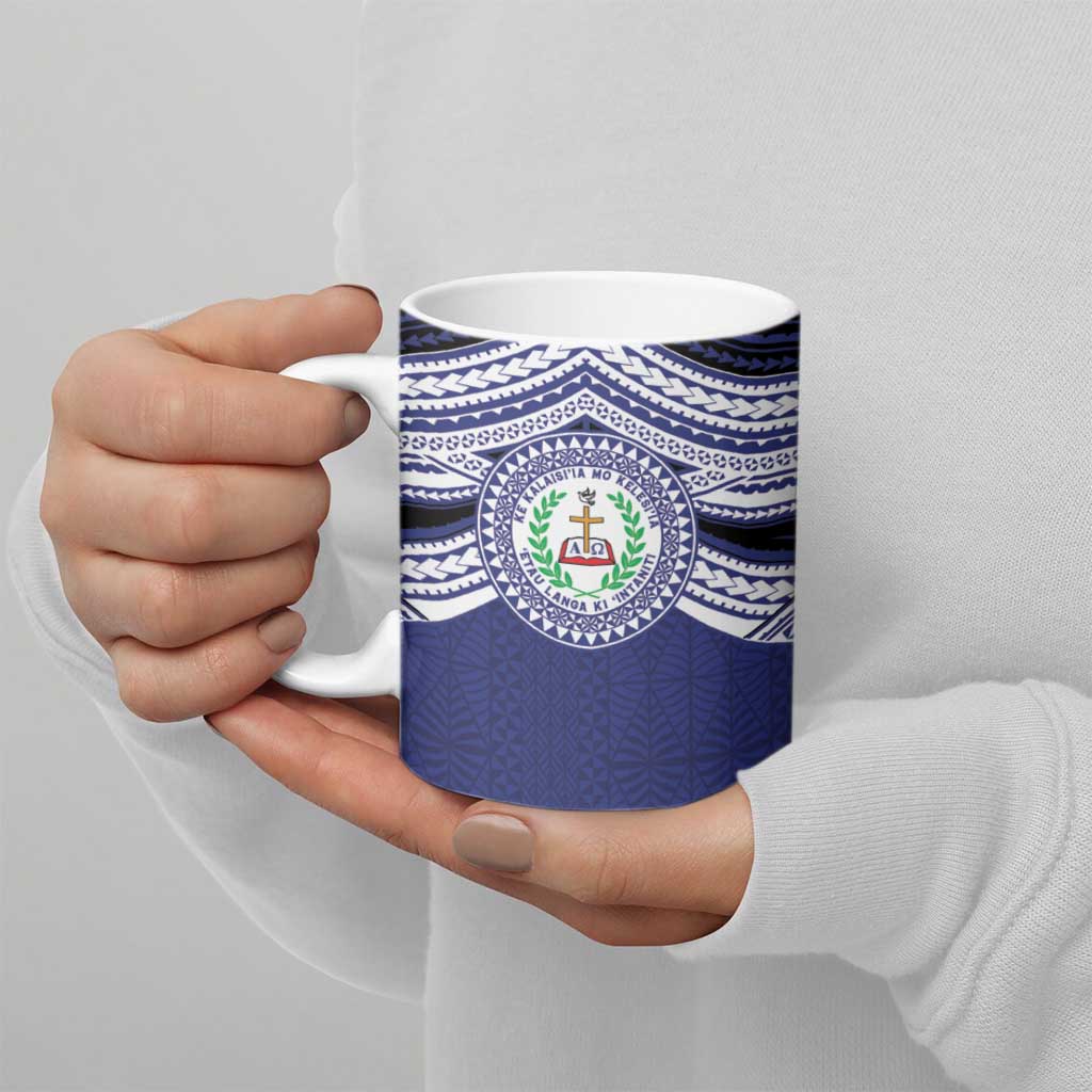 Personalised Tonga Sia'atoutai Theological College Ceramic Mug Polynesian Ngatu Tribal - Polynesian Pride