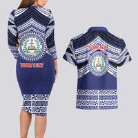 Personalised Tonga Sia'atoutai Theological College Couples Matching Long Sleeve Bodycon Dress and Hawaiian Shirt Polynesian Ngatu Tribal LT9 - Polynesian Pride