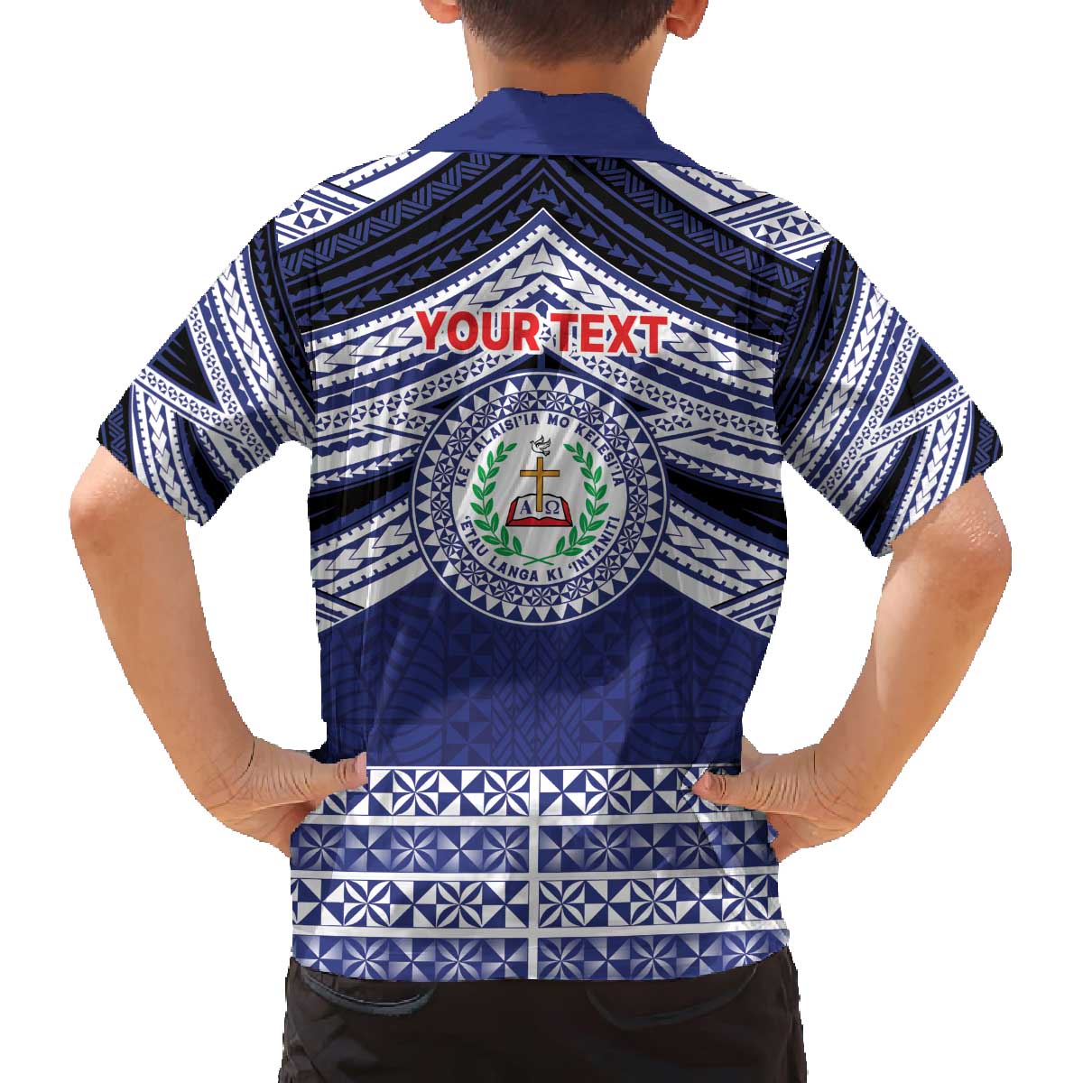 Personalised Tonga Sia'atoutai Theological College Family Matching Off The Shoulder Long Sleeve Dress and Hawaiian Shirt Polynesian Ngatu Tribal LT9 - Polynesian Pride