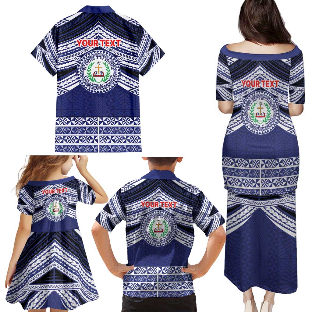 Personalised Tonga Sia'atoutai Theological College Family Matching Puletasi and Hawaiian Shirt Polynesian Ngatu Tribal