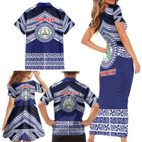 Personalised Tonga Sia'atoutai Theological College Family Matching Short Sleeve Bodycon Dress and Hawaiian Shirt Polynesian Ngatu Tribal LT9 - Polynesian Pride