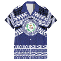Personalised Tonga Sia'atoutai Theological College Family Matching Short Sleeve Bodycon Dress and Hawaiian Shirt Polynesian Ngatu Tribal LT9 Dad's Shirt - Short Sleeve Blue - Polynesian Pride