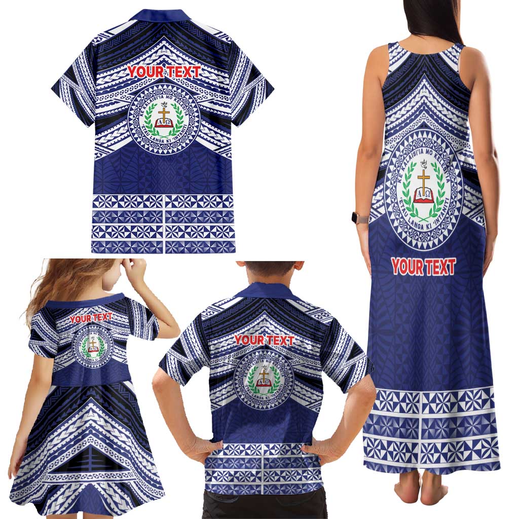 Personalised Tonga Sia'atoutai Theological College Family Matching Tank Maxi Dress and Hawaiian Shirt Polynesian Ngatu Tribal