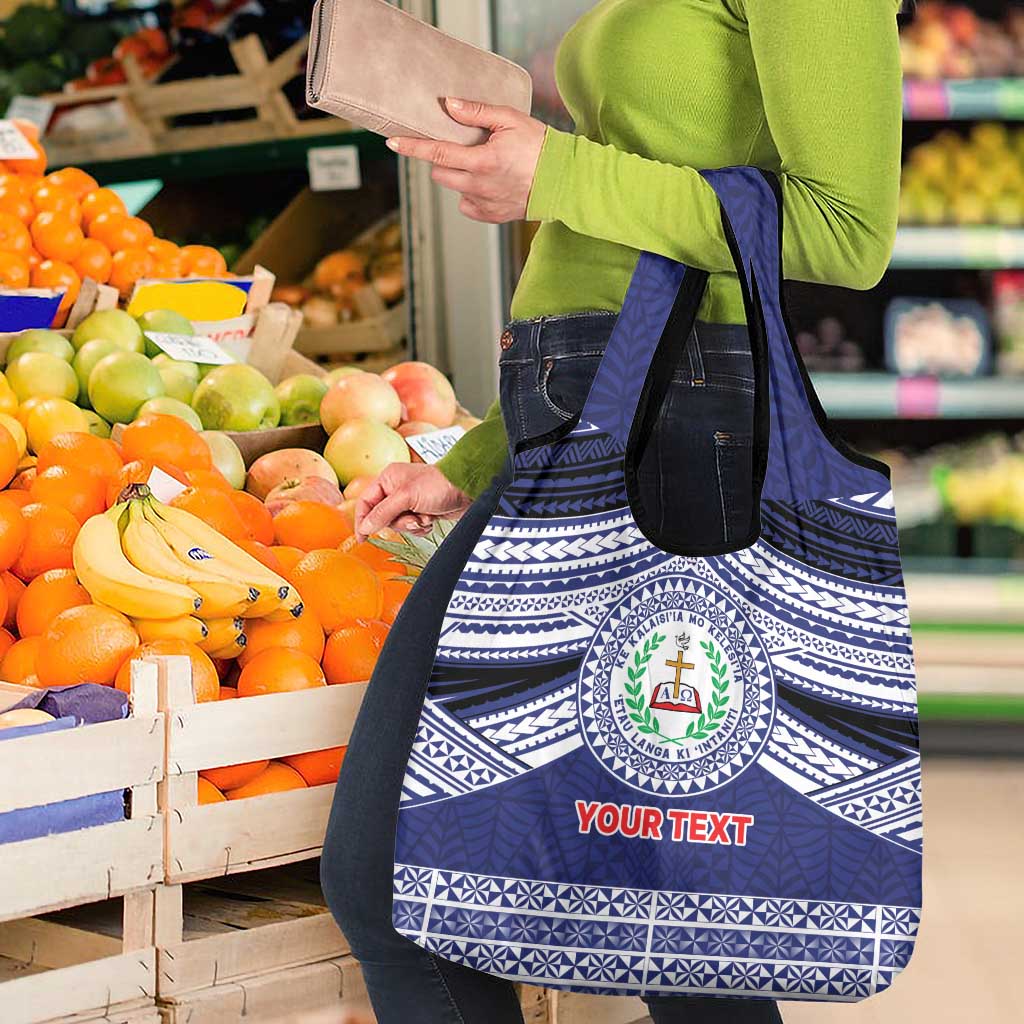 Personalised Tonga Sia'atoutai Theological College Grocery Bag Polynesian Ngatu Tribal