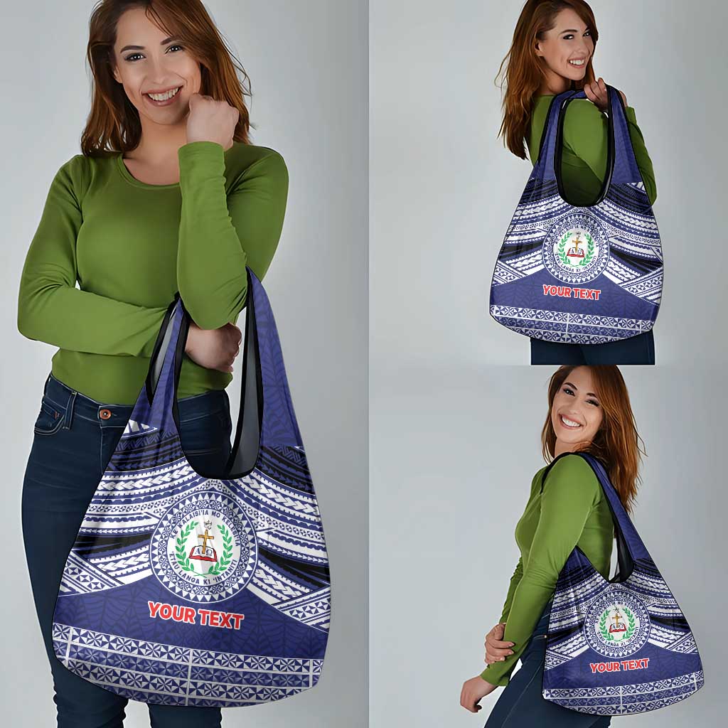 Personalised Tonga Sia'atoutai Theological College Grocery Bag Polynesian Ngatu Tribal