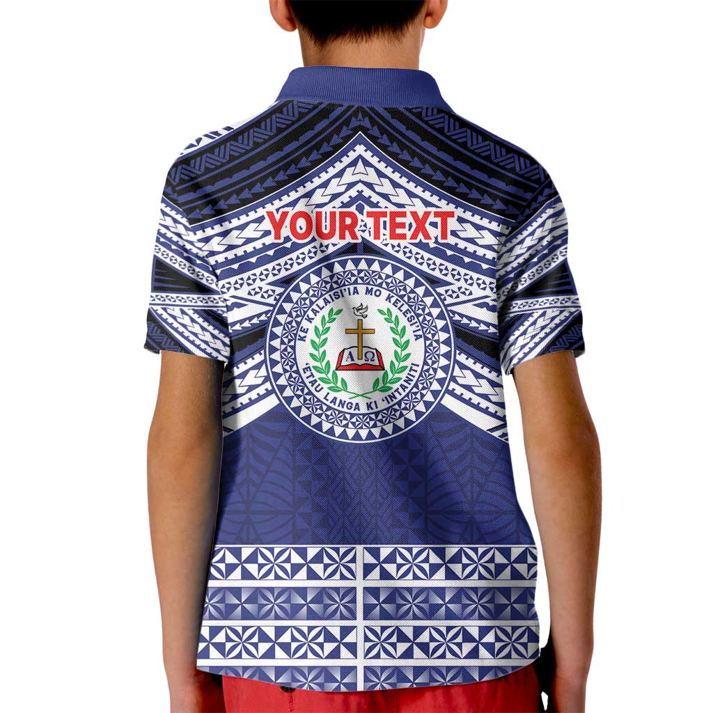 Personalised Tonga Sia'atoutai Theological College Kid Polo Shirt Polynesian Ngatu Tribal