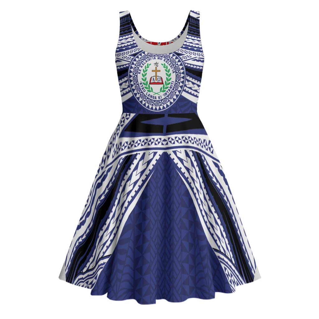 Personalised Tonga Sia'atoutai Theological College Midi Dress Polynesian Ngatu Tribal - Polynesian Pride
