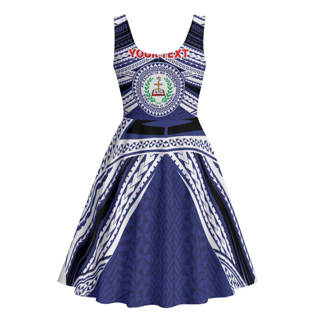Personalised Tonga Sia'atoutai Theological College Midi Dress Polynesian Ngatu Tribal - Polynesian Pride