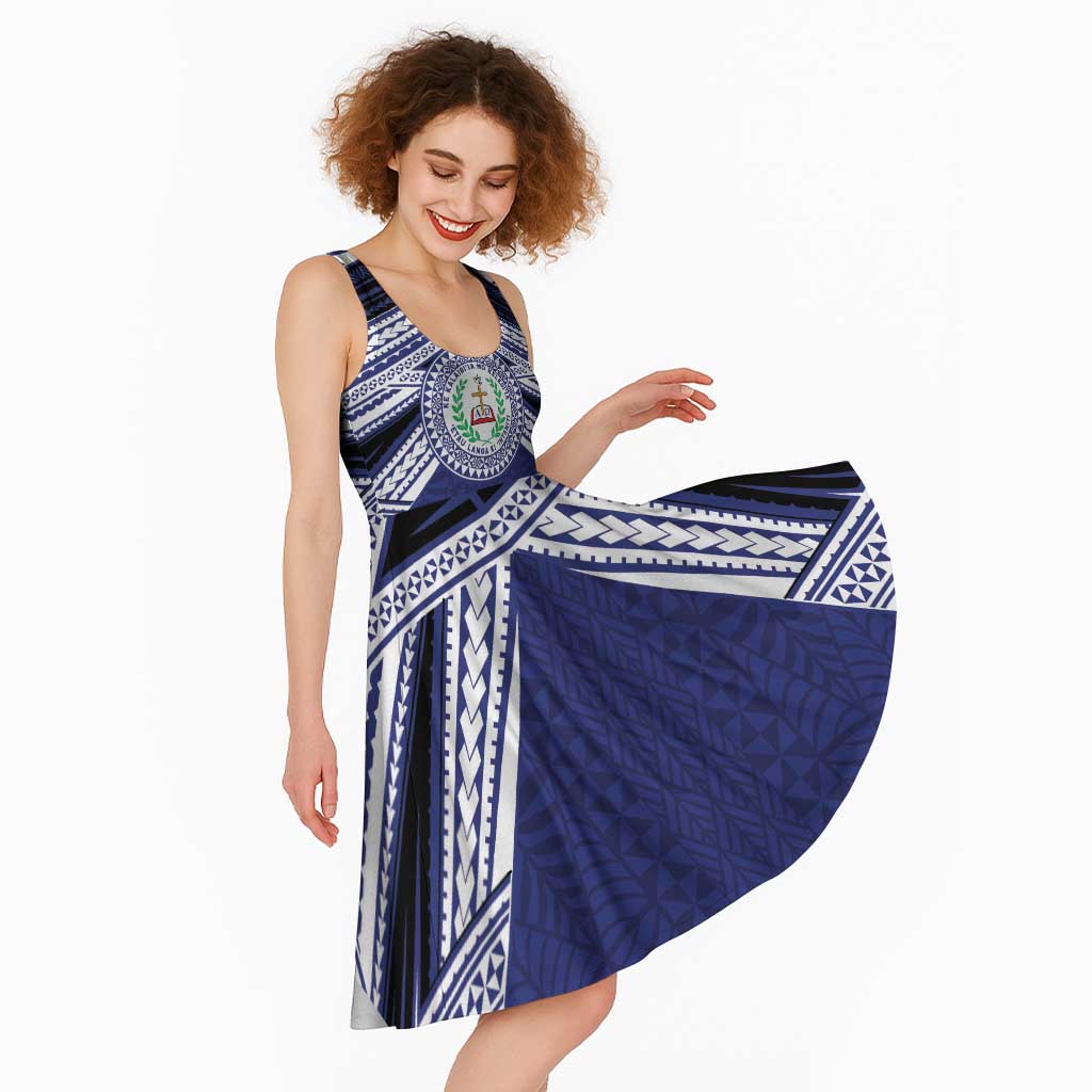 Personalised Tonga Sia'atoutai Theological College Midi Dress Polynesian Ngatu Tribal - Polynesian Pride
