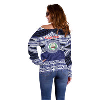 Personalised Tonga Sia'atoutai Theological College Off Shoulder Sweater Polynesian Ngatu Tribal
