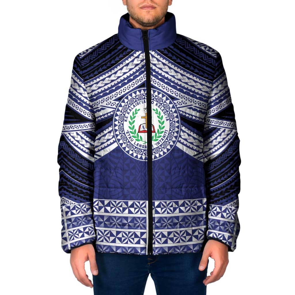 Personalised Tonga Sia'atoutai Theological College Padded Jacket Polynesian Ngatu Tribal - Polynesian Pride