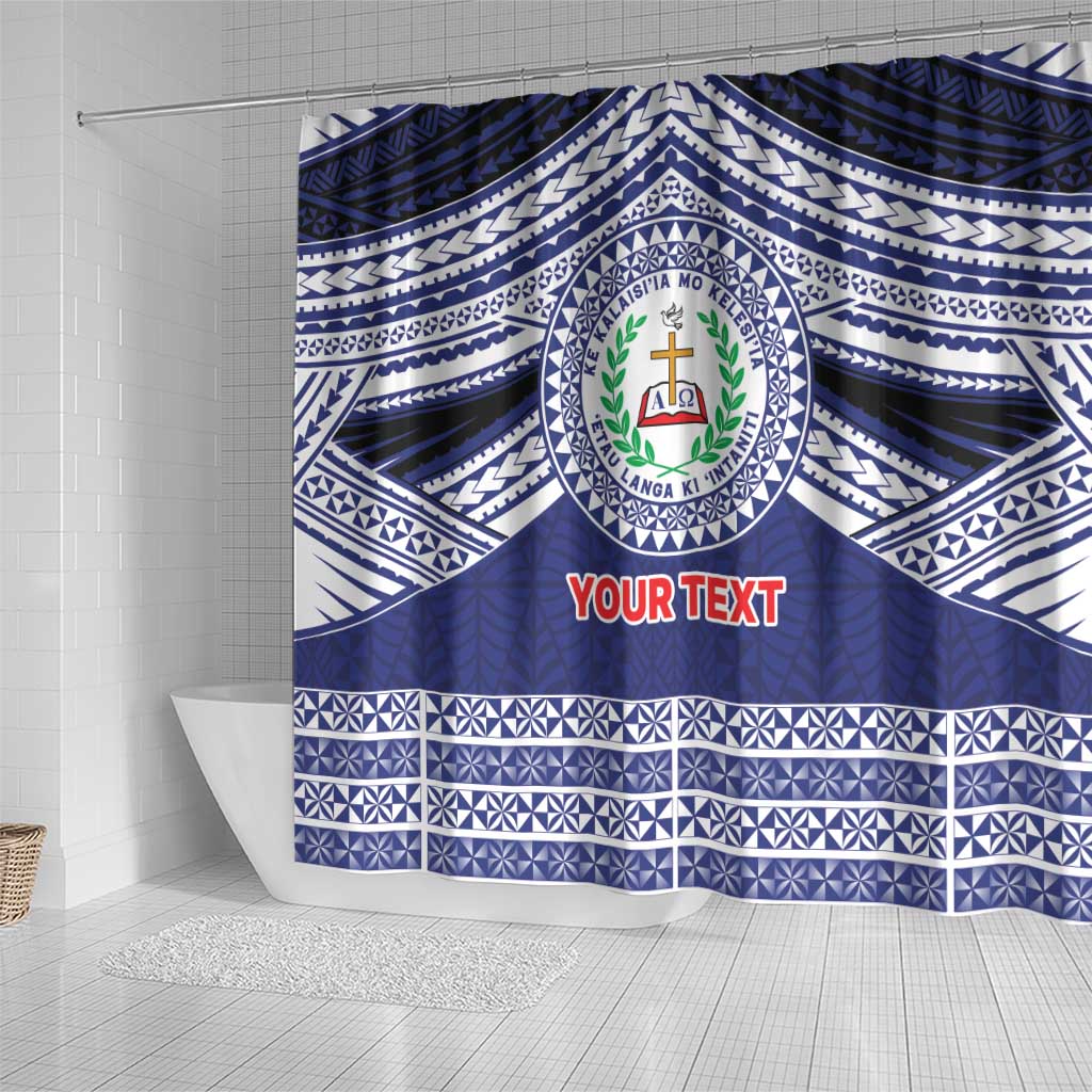 Personalised Tonga Sia'atoutai Theological College Shower Curtain Polynesian Ngatu Tribal