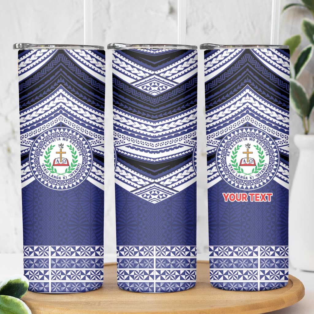 Personalised Tonga Sia'atoutai Theological College Skinny Tumbler Polynesian Ngatu Tribal LT9 - Polynesian Pride