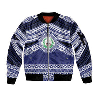 Personalised Tonga Sia'atoutai Theological College Sleeve Zip Bomber Jacket Polynesian Ngatu Tribal