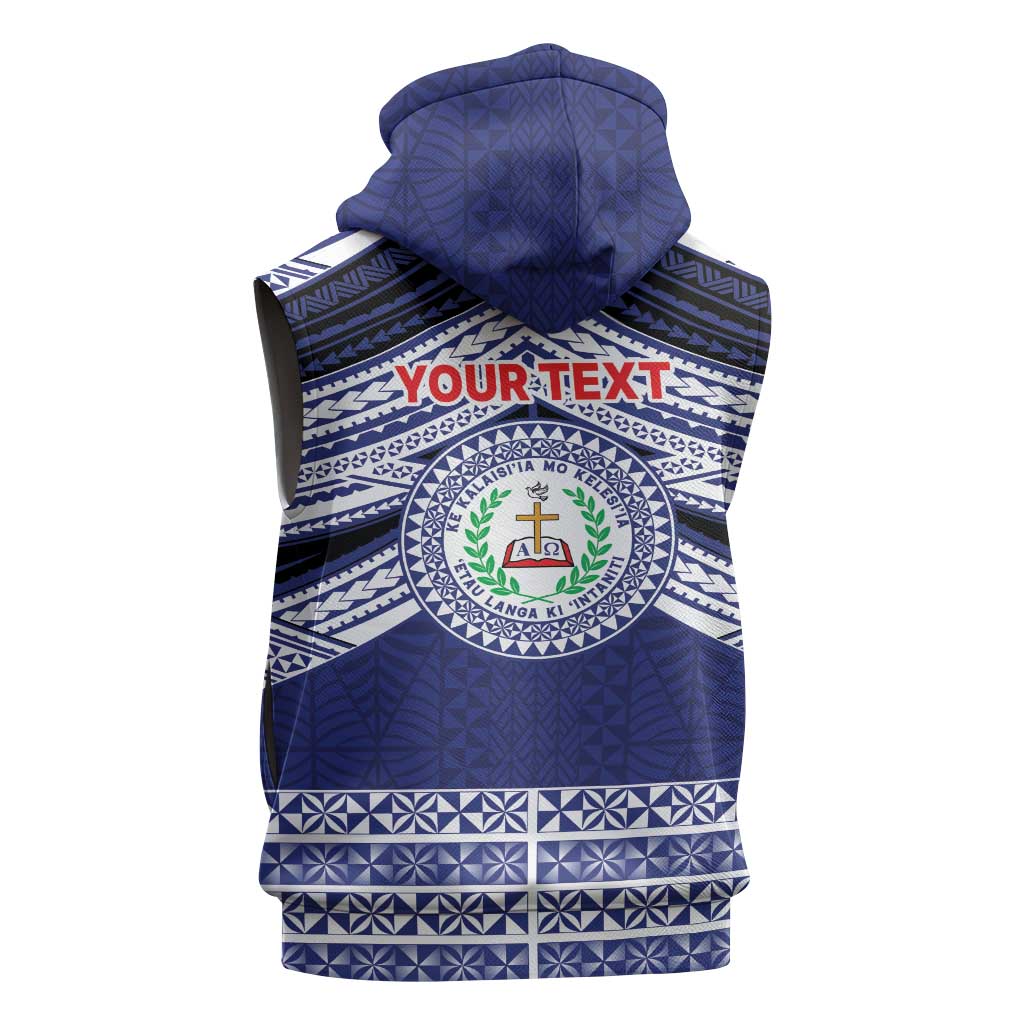 Personalised Tonga Sia'atoutai Theological College Sleeveless Hoodie Polynesian Ngatu Tribal - Polynesian Pride