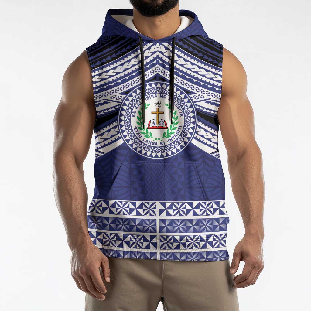 Personalised Tonga Sia'atoutai Theological College Sleeveless Hoodie Polynesian Ngatu Tribal - Polynesian Pride
