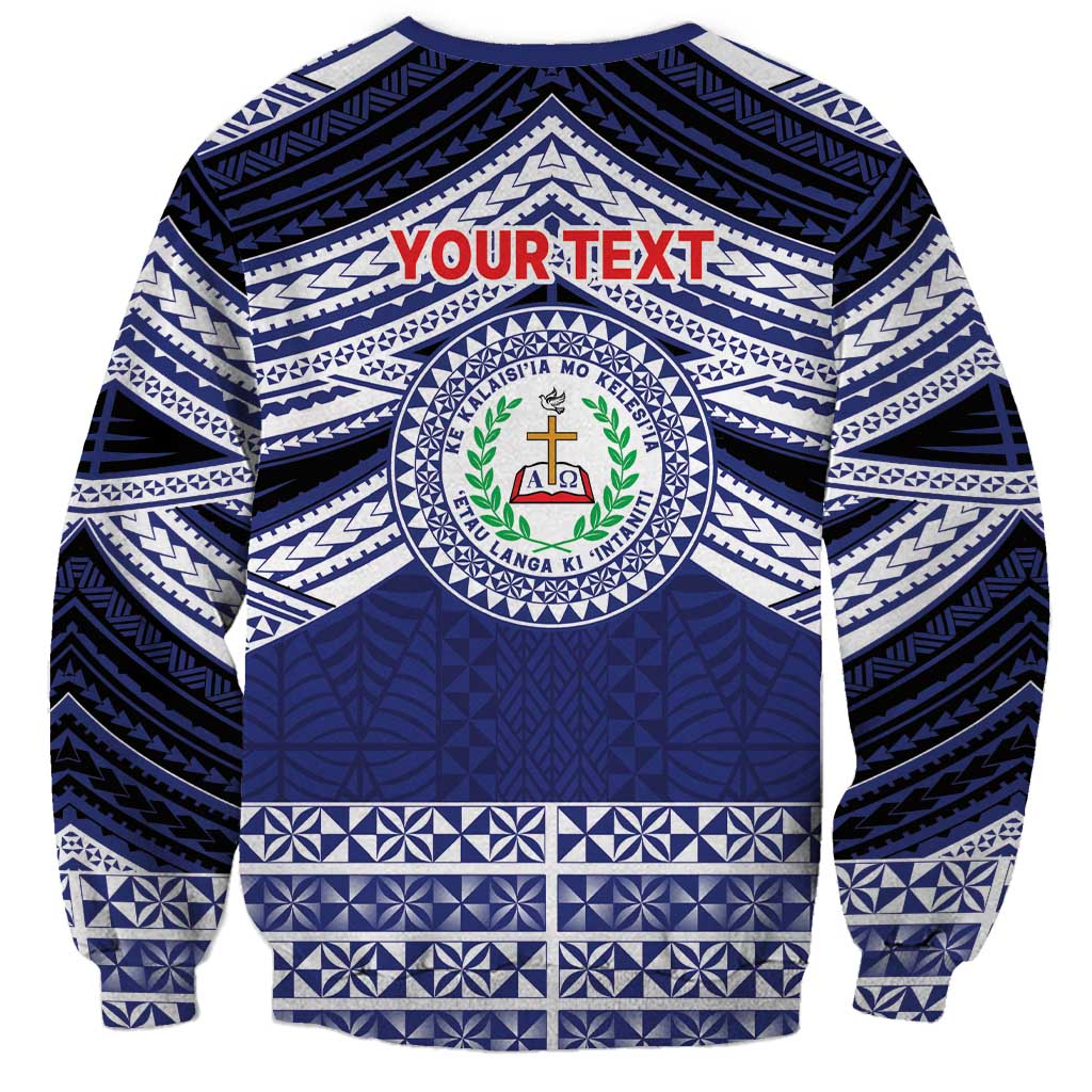Personalised Tonga Sia'atoutai Theological College Sweatshirt Polynesian Ngatu Tribal