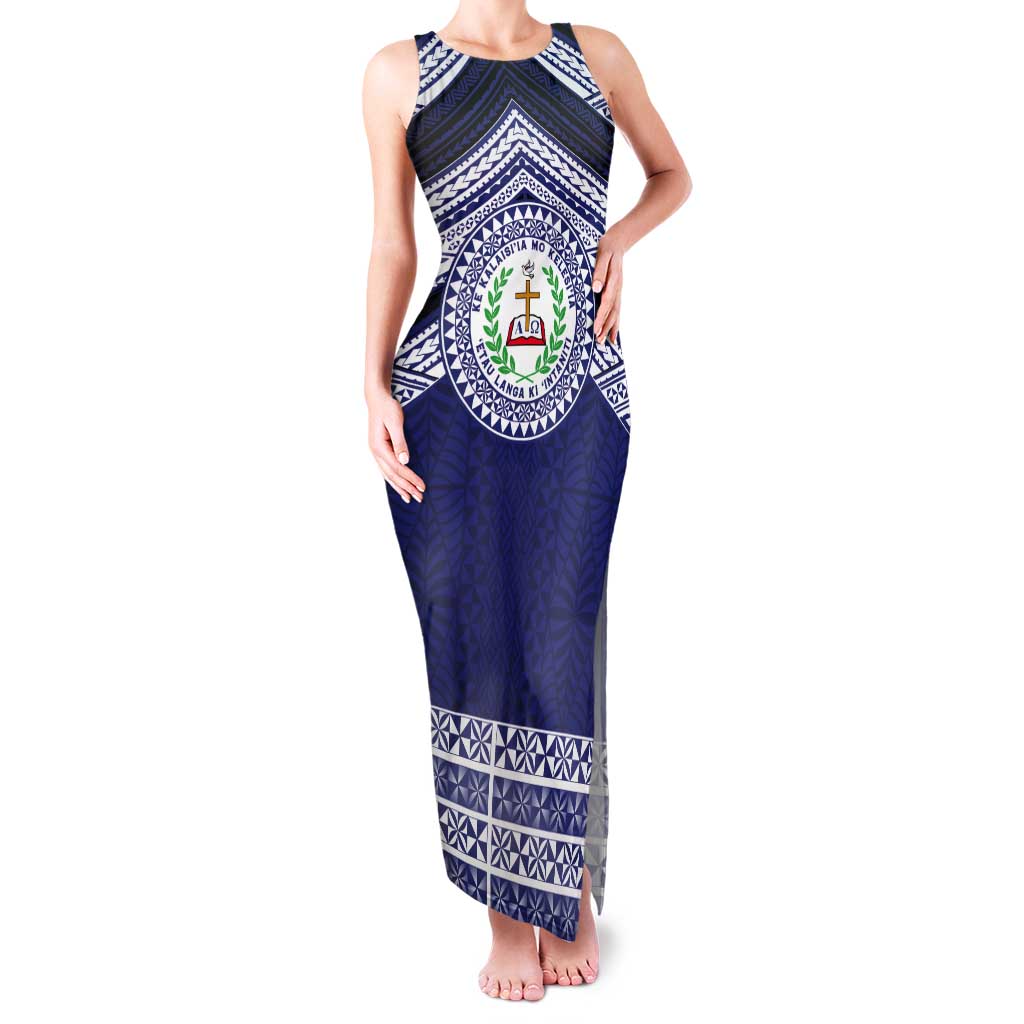Personalised Tonga Sia'atoutai Theological College Tank Maxi Dress Polynesian Ngatu Tribal
