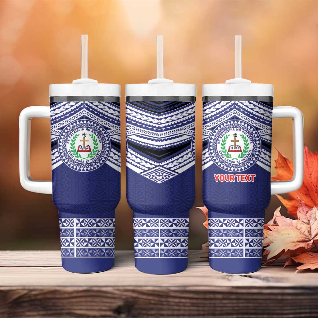 Personalised Tonga Sia'atoutai Theological College Tumbler With Handle Polynesian Ngatu Tribal