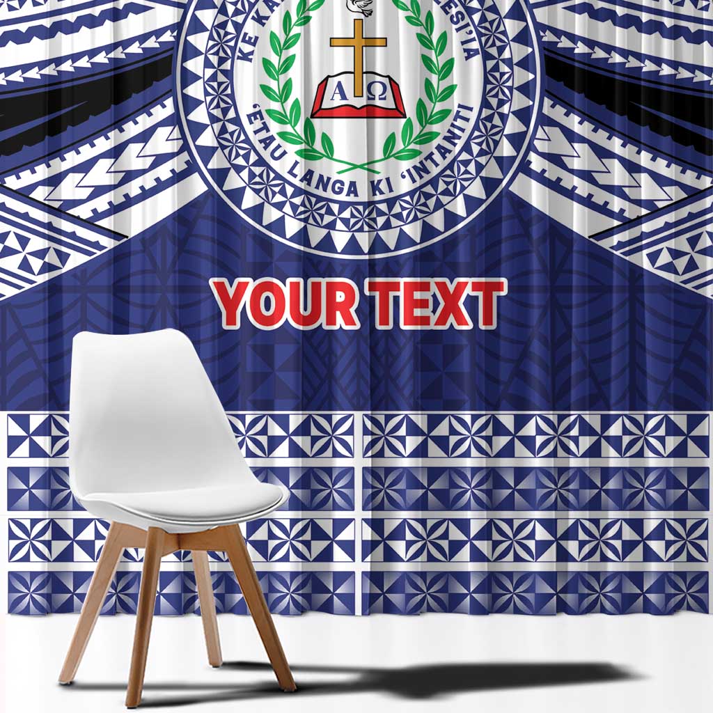 Personalised Tonga Sia'atoutai Theological College Window Curtain Polynesian Ngatu Tribal