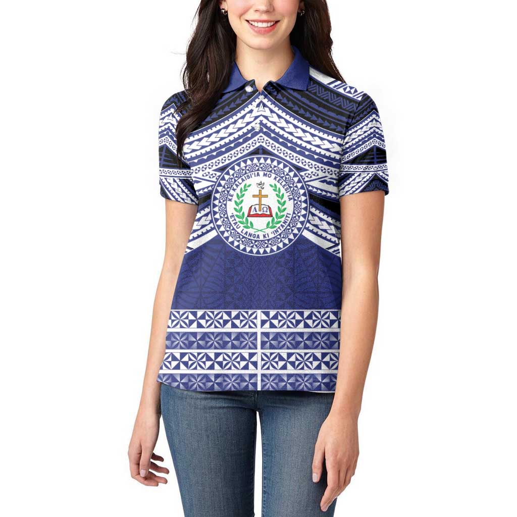 Personalised Tonga Sia'atoutai Theological College Women Polo Shirt Polynesian Ngatu Tribal