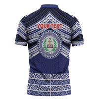 Personalised Tonga Sia'atoutai Theological College Zipper Polo Shirt Polynesian Ngatu Tribal - Polynesian Pride