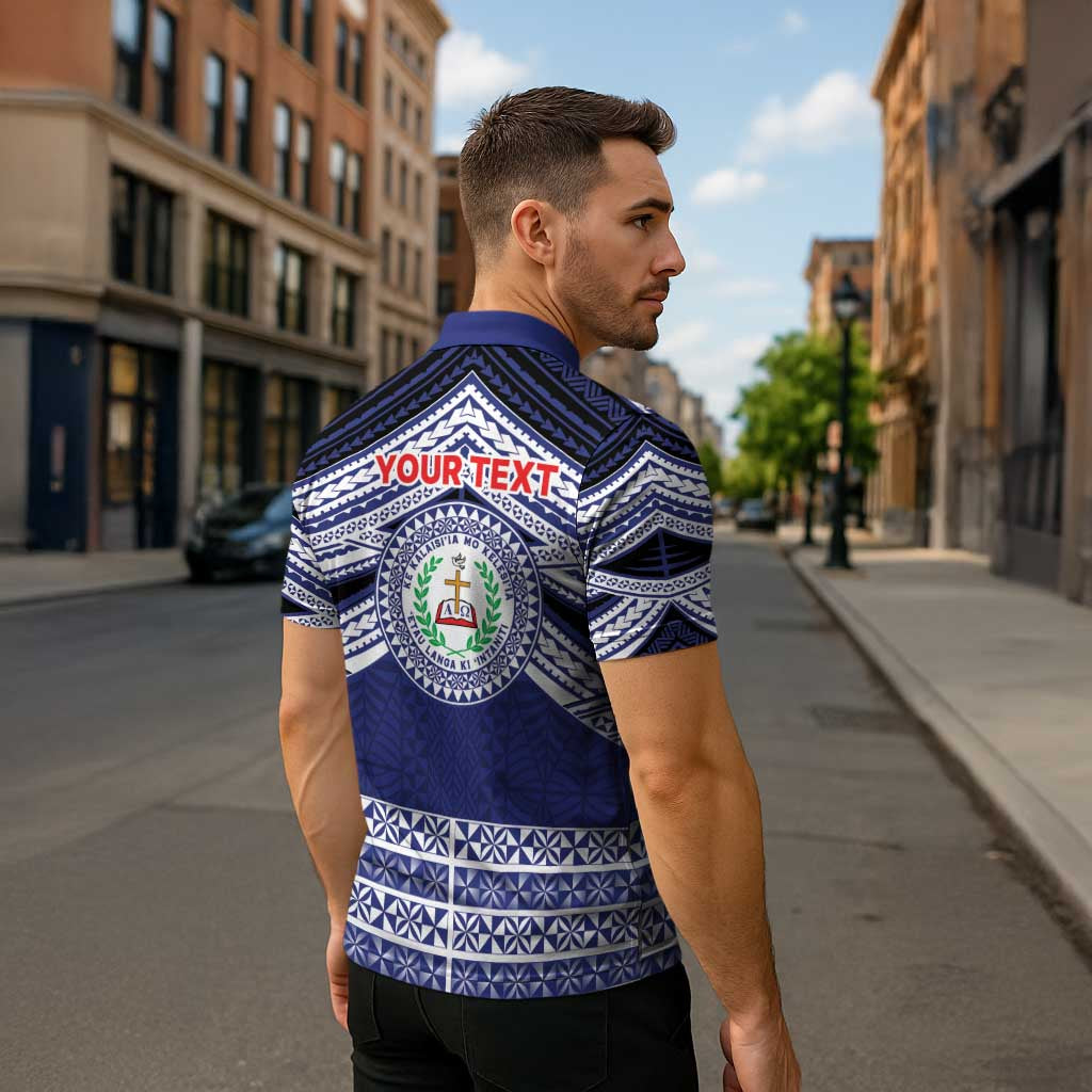 Personalised Tonga Sia'atoutai Theological College Zipper Polo Shirt Polynesian Ngatu Tribal - Polynesian Pride