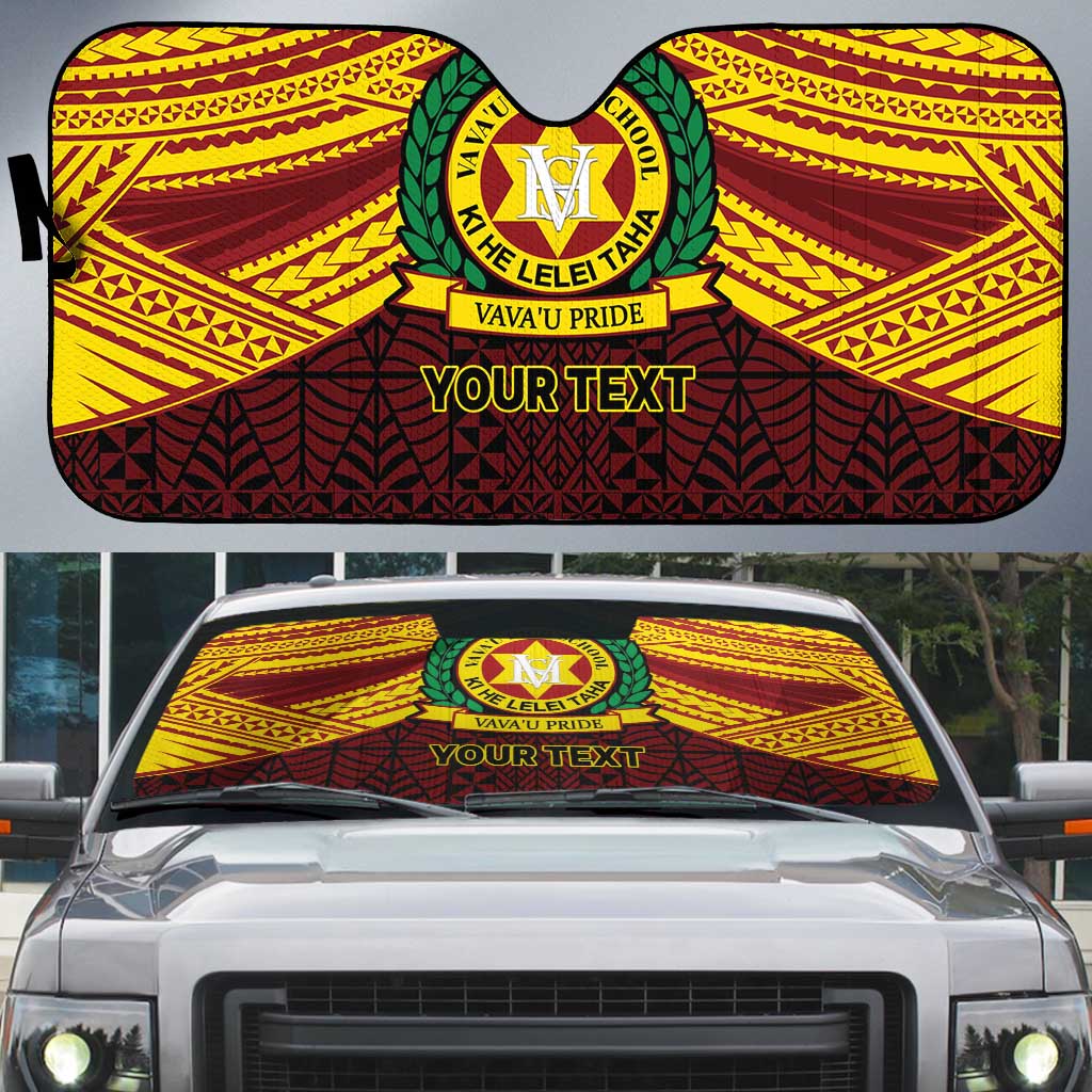 Personalised Tonga Vava'u High School Auto Sun Shade Polynesian Ngatu Tribal - Polynesian Pride