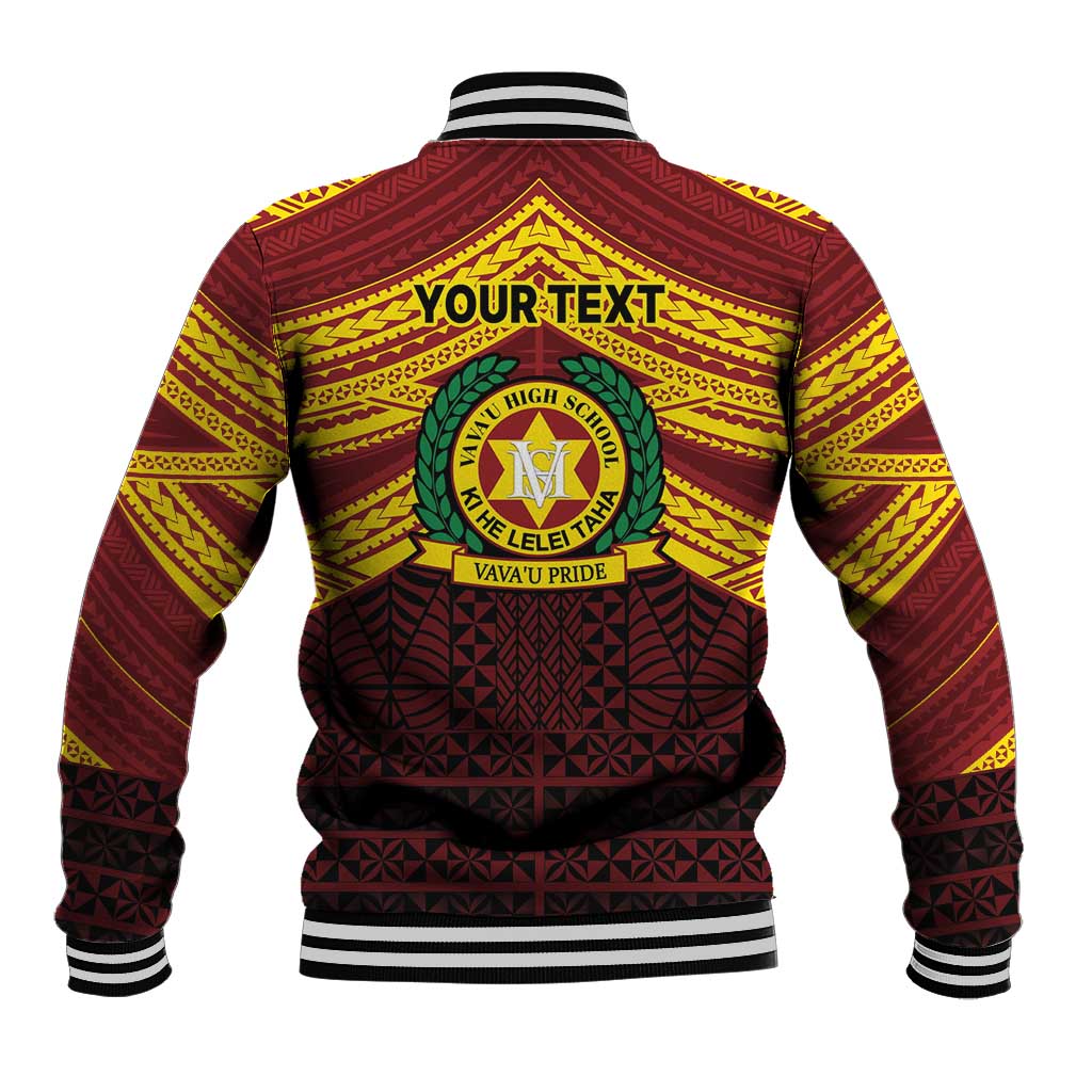 Personalised Tonga Vava'u High School Baseball Jacket Polynesian Ngatu Tribal