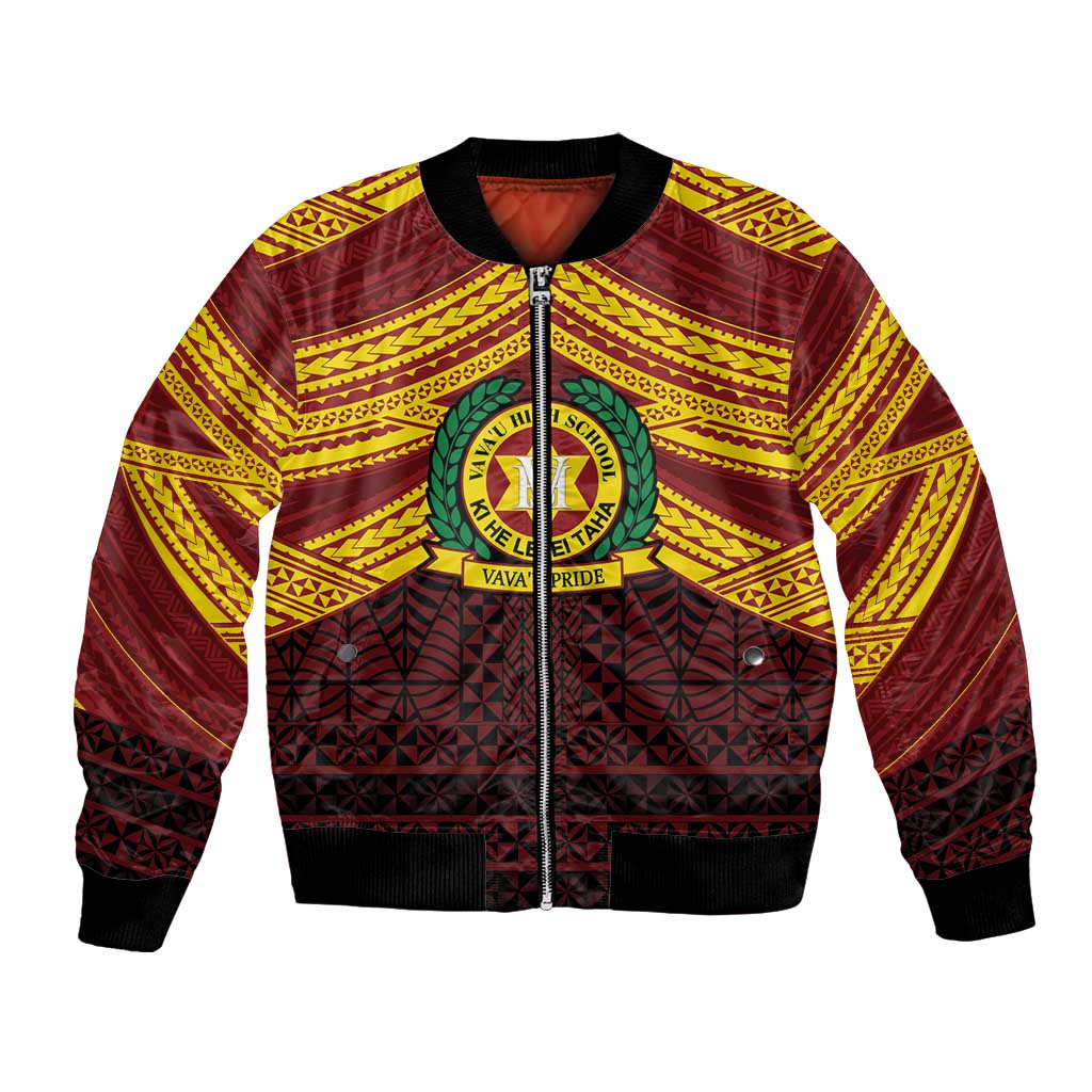 Personalised Tonga Vava'u High School Bomber Jacket Polynesian Ngatu Tribal