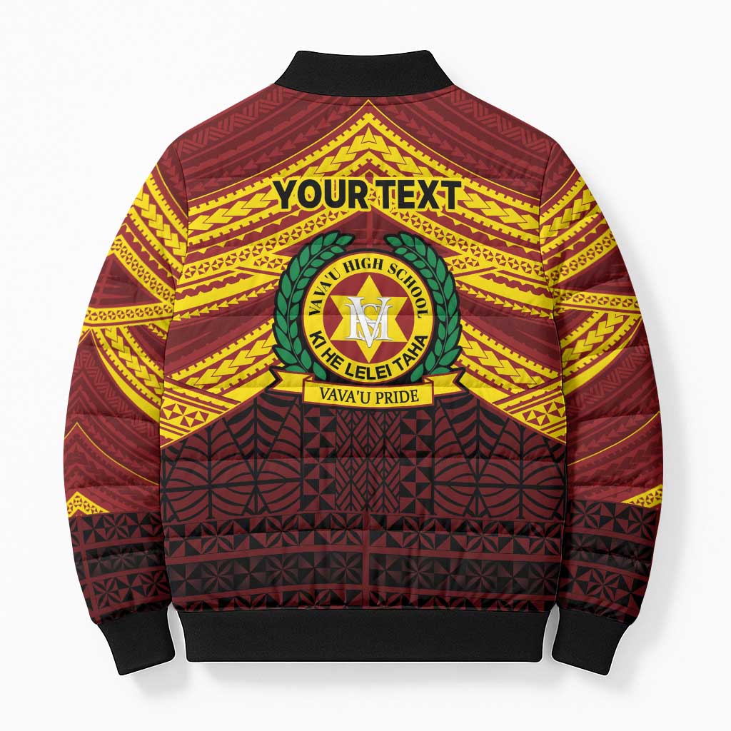 Personalised Tonga Vava'u High School Bomber Puffer Jacket Polynesian Ngatu Tribal - Polynesian Pride