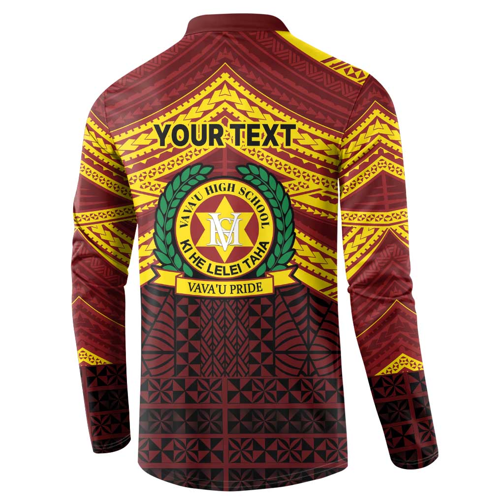 Personalised Tonga Vava'u High School Button Sweatshirt Polynesian Ngatu Tribal