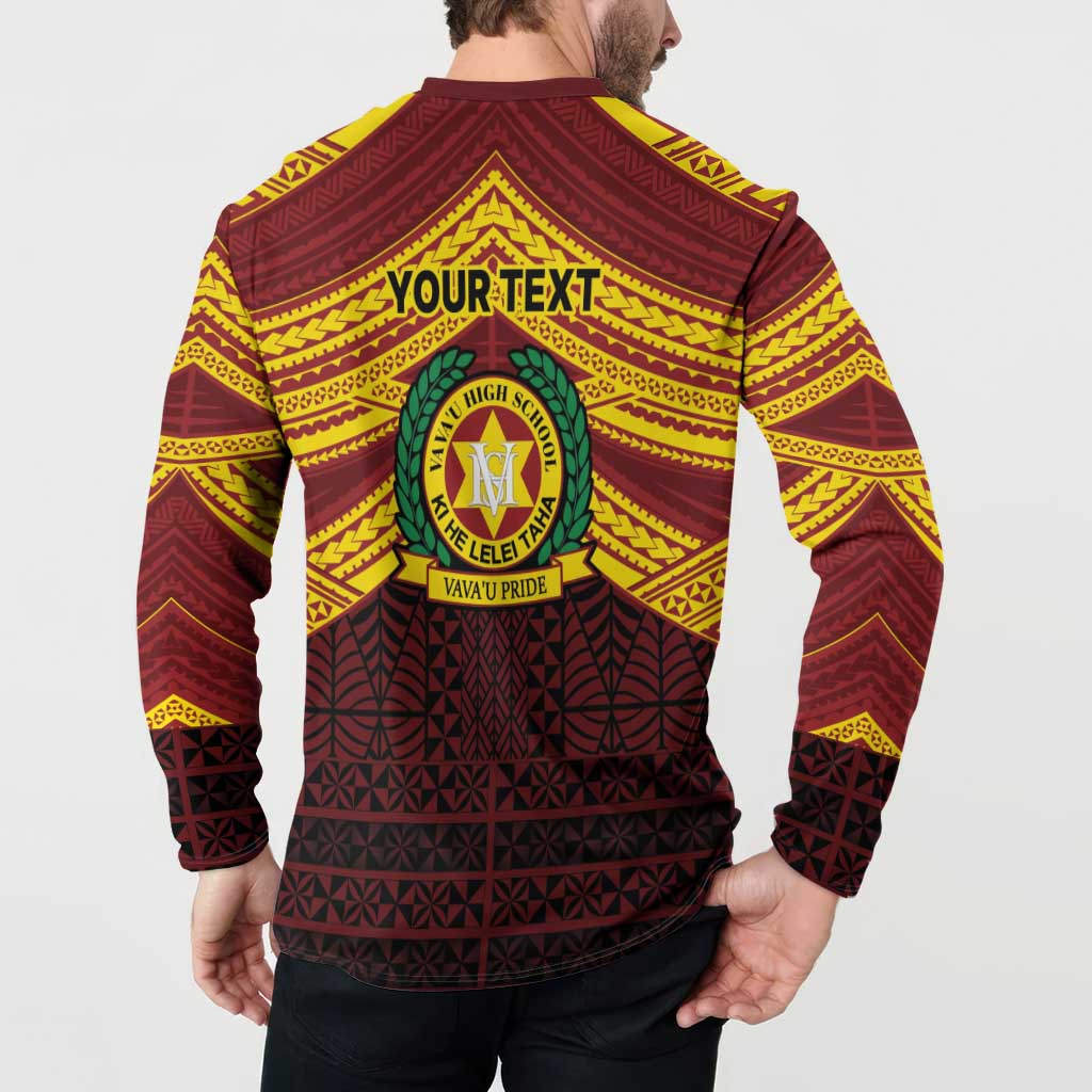 Personalised Tonga Vava'u High School Button Sweatshirt Polynesian Ngatu Tribal