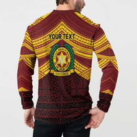 Personalised Tonga Vava'u High School Button Sweatshirt Polynesian Ngatu Tribal
