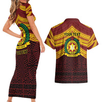 Personalised Tonga Vava'u High School Couples Matching Short Sleeve Bodycon Dress and Hawaiian Shirt Polynesian Ngatu Tribal LT9 - Polynesian Pride