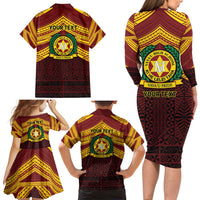 Personalised Tonga Vava'u High School Family Matching Long Sleeve Bodycon Dress and Hawaiian Shirt Polynesian Ngatu Tribal LT9 - Polynesian Pride