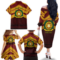 Personalised Tonga Vava'u High School Family Matching Off The Shoulder Long Sleeve Dress and Hawaiian Shirt Polynesian Ngatu Tribal LT9 - Polynesian Pride