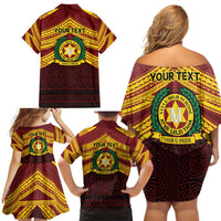 Personalised Tonga Vava'u High School Family Matching Off Shoulder Short Dress and Hawaiian Shirt Polynesian Ngatu Tribal LT9 - Polynesian Pride