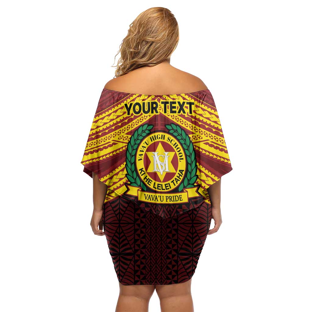 Personalised Tonga Vava'u High School Family Matching Off Shoulder Short Dress and Hawaiian Shirt Polynesian Ngatu Tribal LT9 - Polynesian Pride