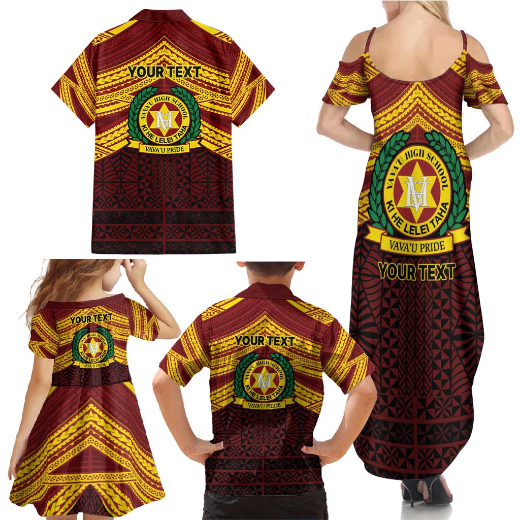 Personalised Tonga Vava'u High School Family Matching Summer Maxi Dress and Hawaiian Shirt Polynesian Ngatu Tribal LT9 - Polynesian Pride