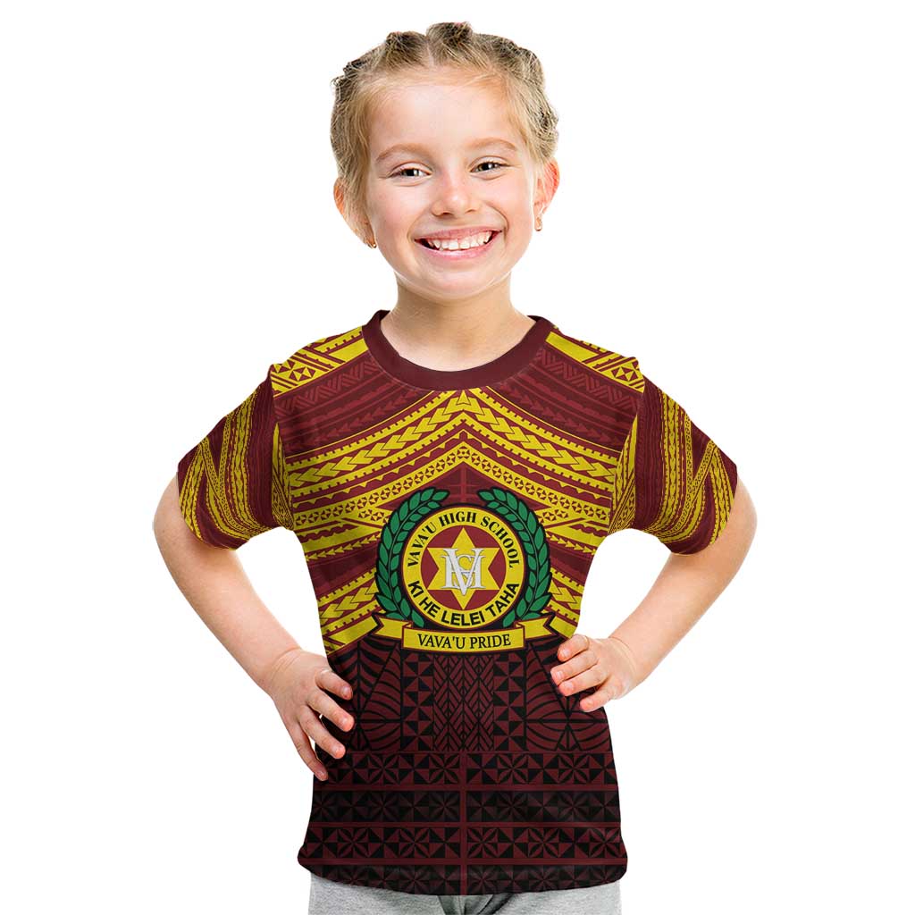 Personalised Tonga Vava'u High School Kid T Shirt Polynesian Ngatu Tribal